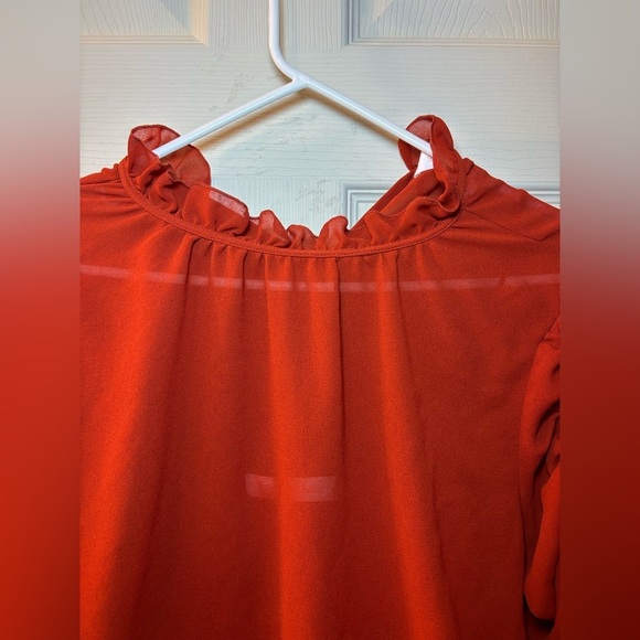 See By Chloe Ruched Long Sleeve Blouse in Earthy Red - Picture 5 of 16